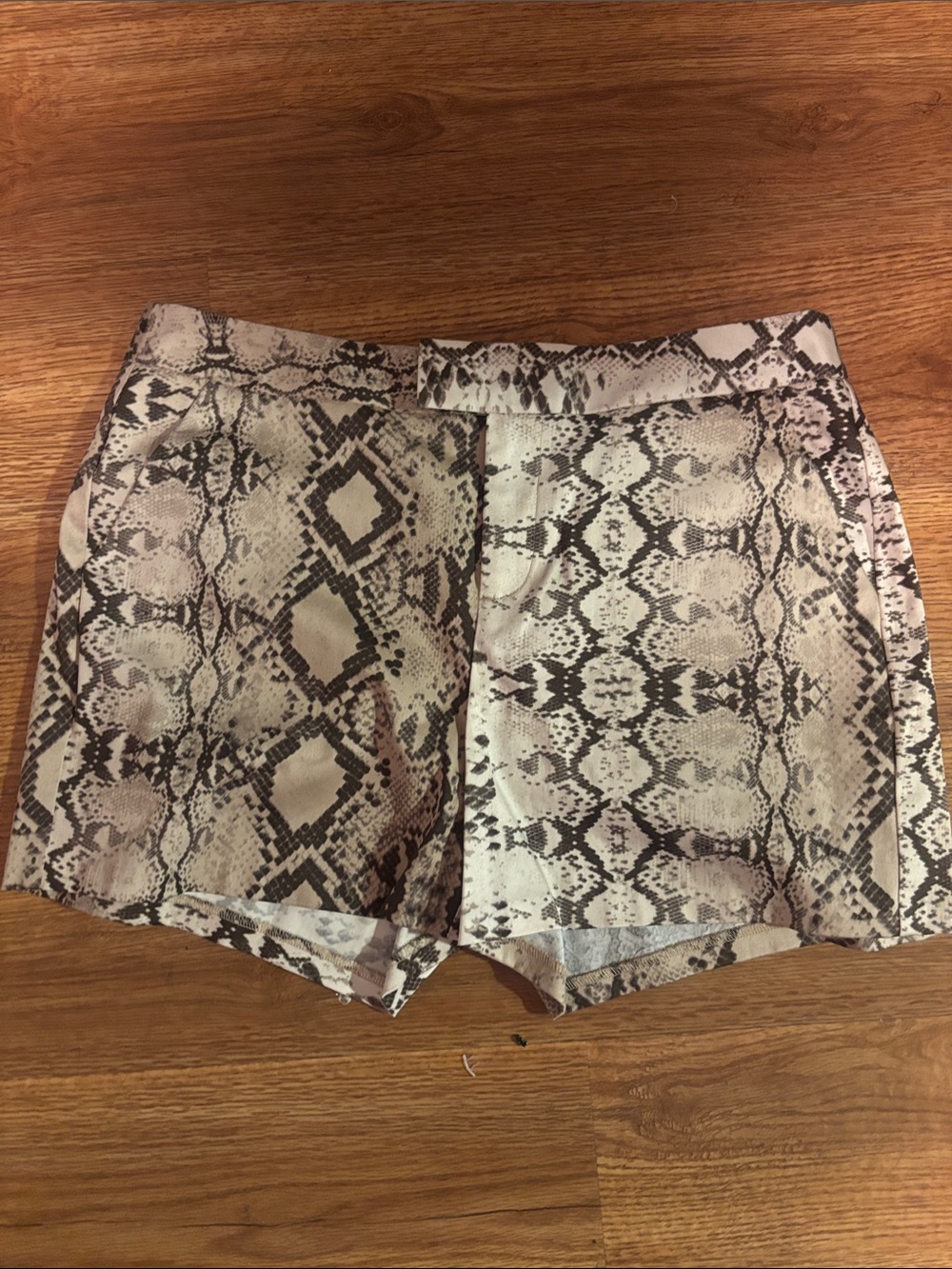 Jennifer Lopez Snake-Print High Waist Shorts in Beige and Brown